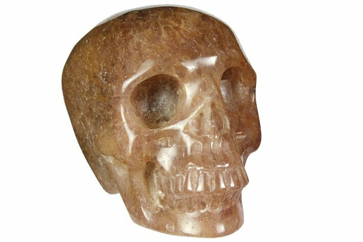 Realistic, Carved Strawberry Quartz Crystal Skull #150982